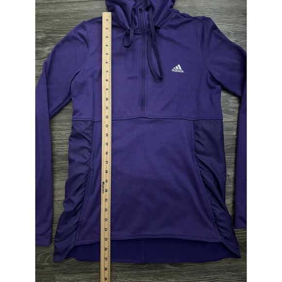 Adidas Sweatshirt Purple Hooded 1/2 Zip Pullover Nylon Panel Womens Size M - Picture 2 of 7